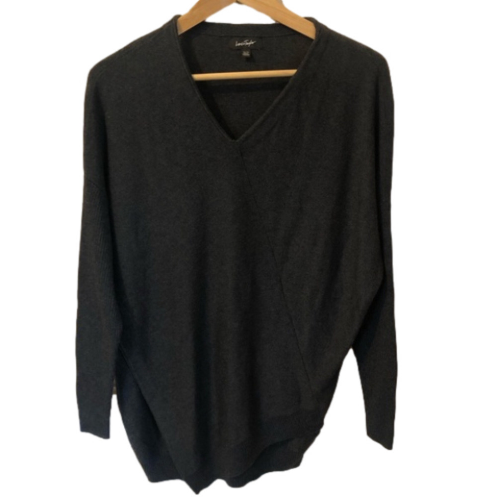 LORD and Taylor Cotton Wool Blend Knit V-Neck Neutral Tunic Top XS